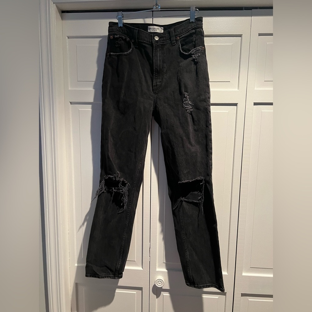 Abercrombie & Fitch Black Distressed Boyfriend Jeans